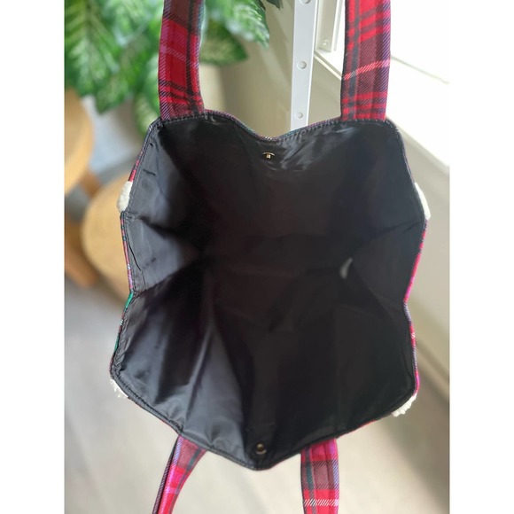 NWOT Victorias Secret Plaid Tote Bag Sherpa Trim - Picture 5 of 10
